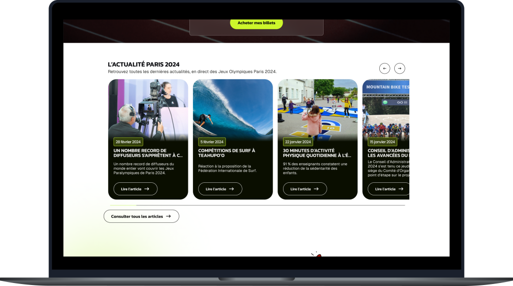 Landing page - carrousel cards