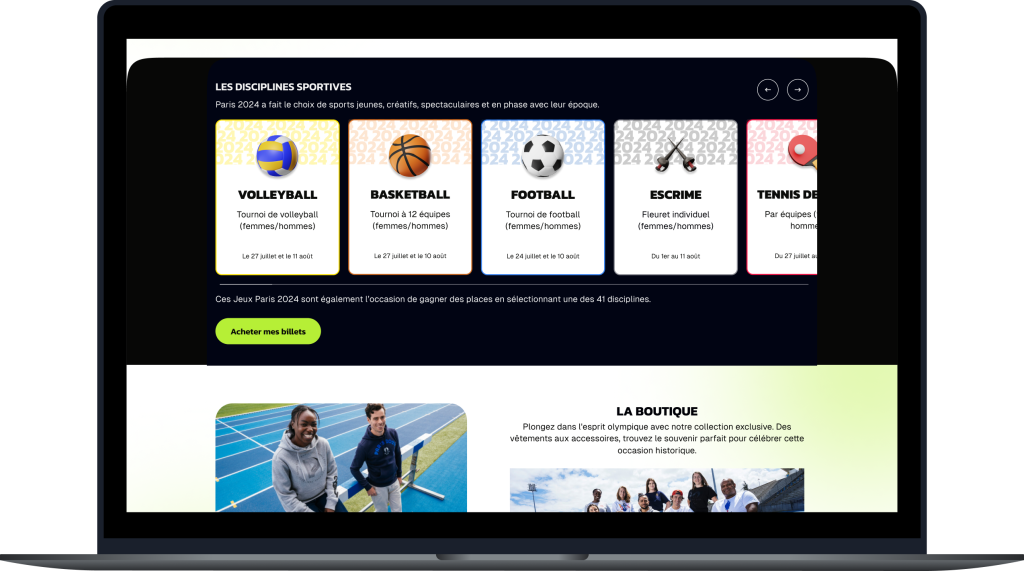 Landing page - carrousel cards