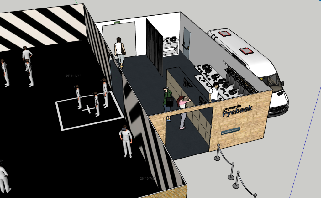 Vue 3D du lobby d'accueil et d'équipement